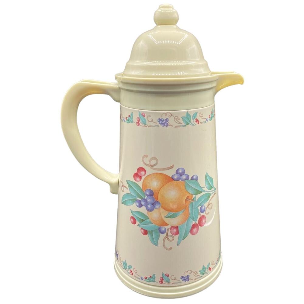 Vtg 1980s Corningware insulated carafe "Abundance" pattern autumn fruits pitcher